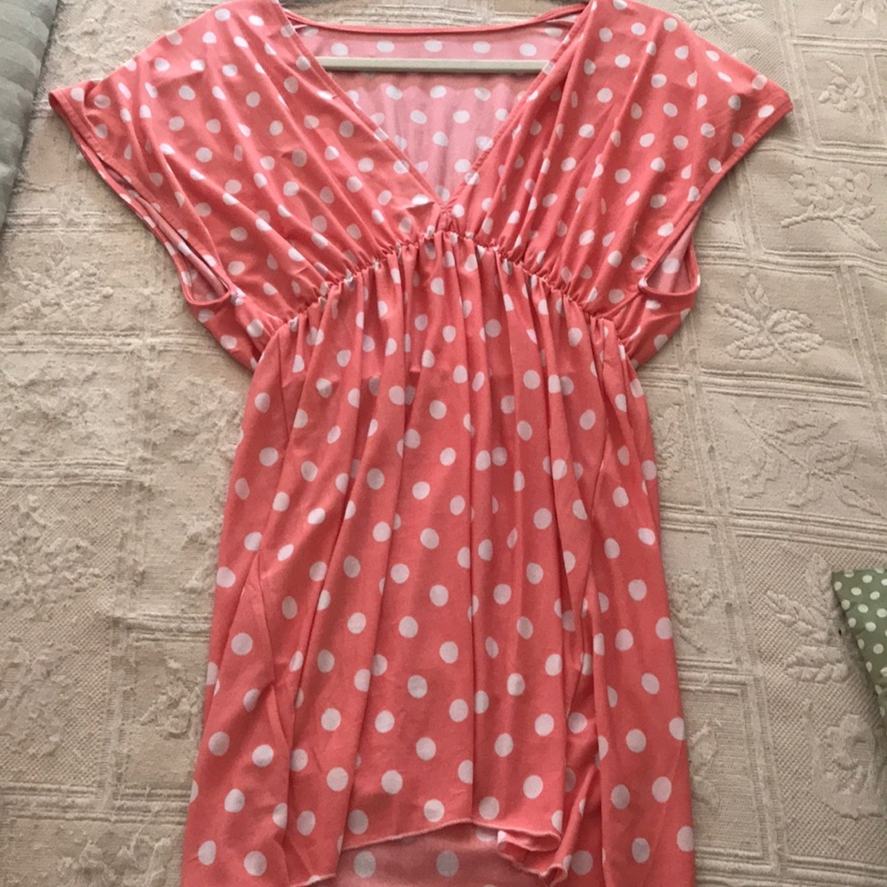Pink and White polka dot dress